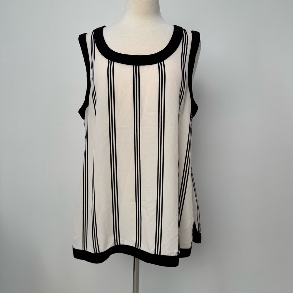 Banana Republic Black and White Vertical Stripe Tank Womens XL